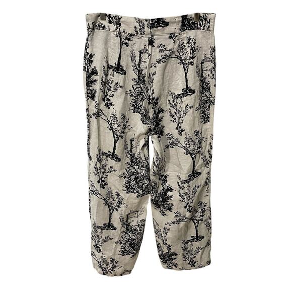 NWT Joie 100% Linen Pants Women 12 Ivory Black Wide Leg Natural Tree Hippie Boho - Picture 2 of 9
